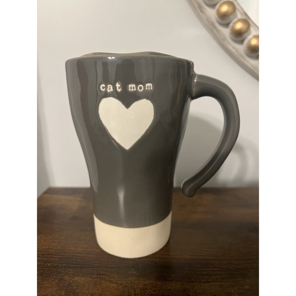 Demdaco Cat‎ Mom Travel Mug Ceramic Coffee Cup With Lid Gift